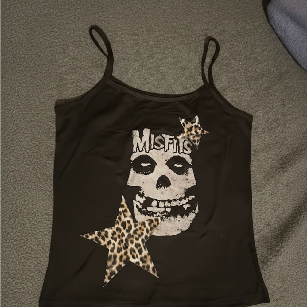 Black Misfits Tank Top with Leopard Star